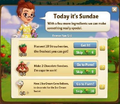 farmville 2 frozen fun: today it's sundae part 5 of 8 rewards, bonus